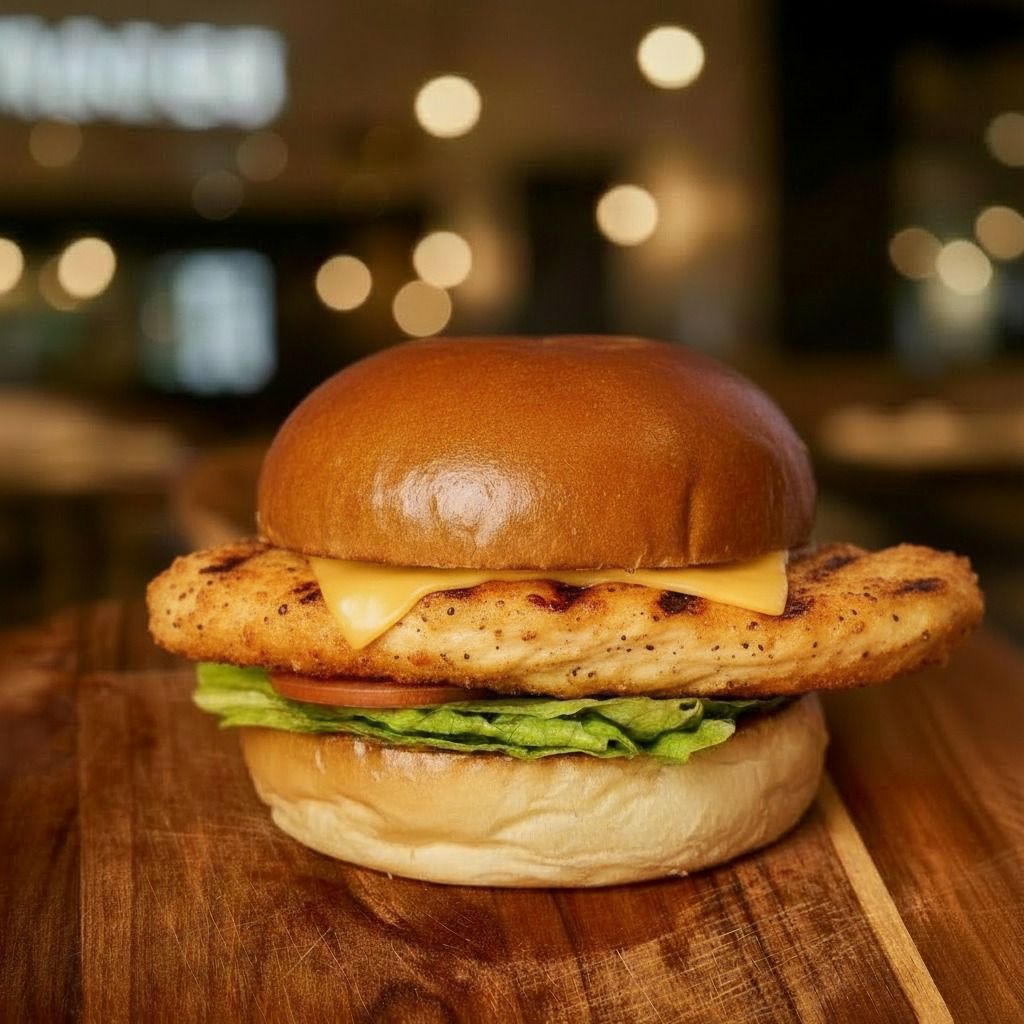 Hamburguesa de pollo crispy con queso — New Burgers El Poblado